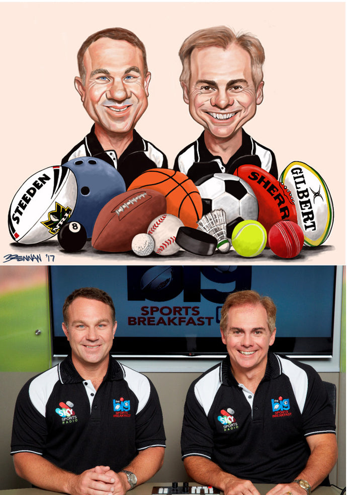 Big Sports Breakfast Radio Team caricature